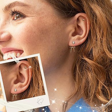 ZUQIETA Seashell & Bow Earring Set - 2-Pair Minimalist Gold Studs for Women