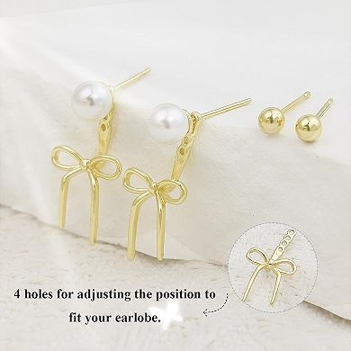ZUQIETA Seashell & Bow Earring Set - 2-Pair Minimalist Gold Studs for Women
