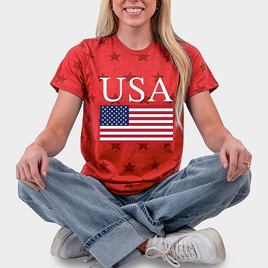 USA Flag Solid - Women's Short Sleeve Star Tee