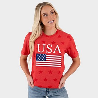 USA Flag Solid - Women's Short Sleeve Star Tee