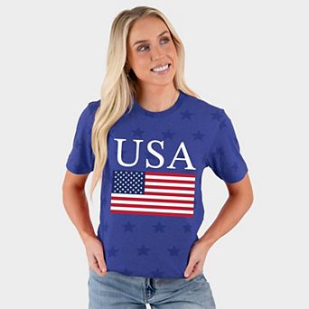 USA Flag Solid - Women's Short Sleeve Star Tee