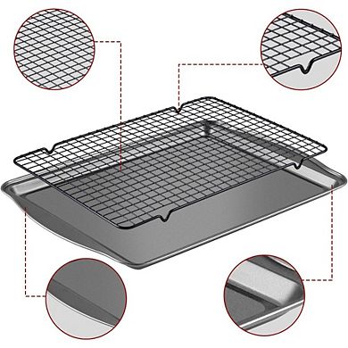 Great Ambitions Baking Sheet & Rack Set, 3 Carbon Steel Sheets + 3 Cooling Racks, Dishwasher Safe