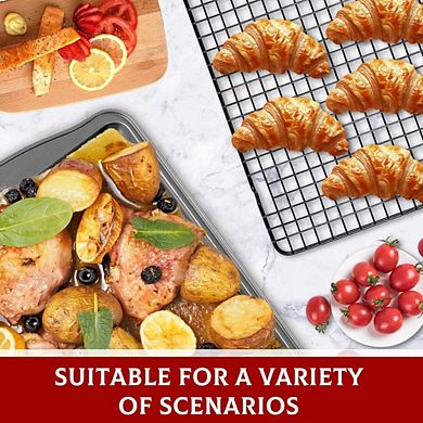 Great Ambitions Baking Sheet & Rack Set, 3 Carbon Steel Sheets + 3 Cooling Racks, Dishwasher Safe
