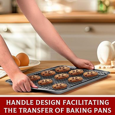Great Ambitions Baking Sheet & Rack Set, 3 Carbon Steel Sheets + 3 Cooling Racks, Dishwasher Safe