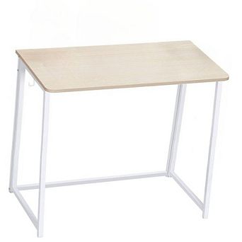 KSIZUIS Foldable Desk 31.5" - Space Saving Folding Table for Home Office, Easy Assembly, Oak