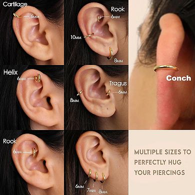 ZUQIETA 14K Gold Huggie Hoop Set - Stackable, Hypoallergenic & Dainty