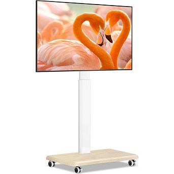 ZUQIETA Elegant White TV Floor Stand - 9-Level Height Adjustment for Optimal 32-70” Viewing