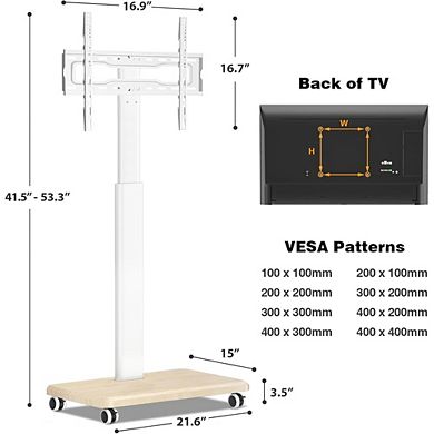 ZUQIETA Elegant White TV Floor Stand - 9-Level Height Adjustment for Optimal 32-70” Viewing