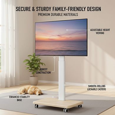 ZUQIETA Elegant White TV Floor Stand - 9-Level Height Adjustment for Optimal 32-70” Viewing