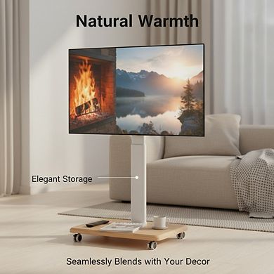 ZUQIETA Elegant White TV Floor Stand - 9-Level Height Adjustment for Optimal 32-70” Viewing