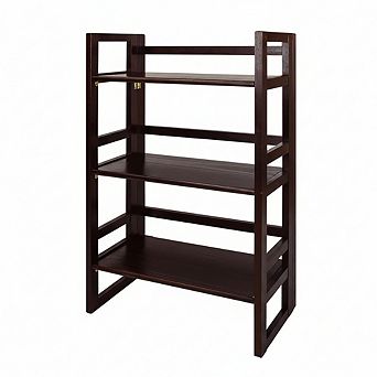 ZUQIETA 3-Shelf Folding Student Bookcase, Compact 20.75" Wide, Espresso Finish