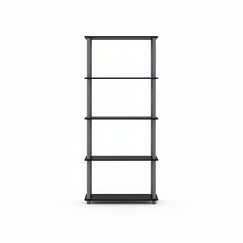 ZUQIETA 5 tier Corner Shelf, Toolless Open Bookcase for Living Room, Garage & Home Office, Black