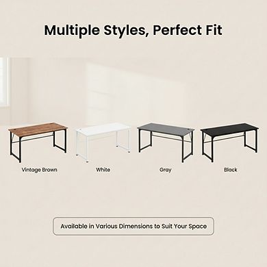 KSIZUIS 55" Large Computer Desk - Sturdy Metal Frame with Ample Legroom, Rustic Brown