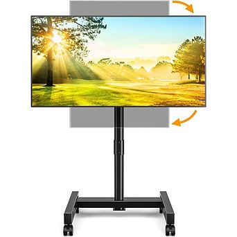 ZUQIETA Portrait/Landscape TV Cart - Rotating & Tilting Stand for 13-50” Flat/Curved Screens