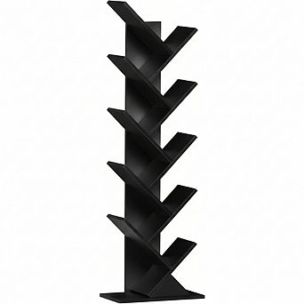 ZUQIETA 10 tier Tree Bookcase, Floor Standing Narrow Storage Shelf for Books & CDs, Home Office