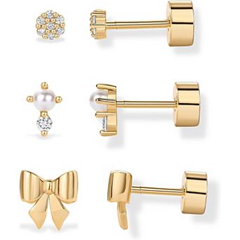 ZUQIETA Floral CZ Huggie Hoops - 14K Gold Plated, Hypoallergenic Earrings for Women