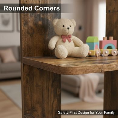 ZUQIETA Tree-Shaped Bookcase, 13-Shelf Storage Unit with Rounded Corners, 55.1" H Rustic Brown