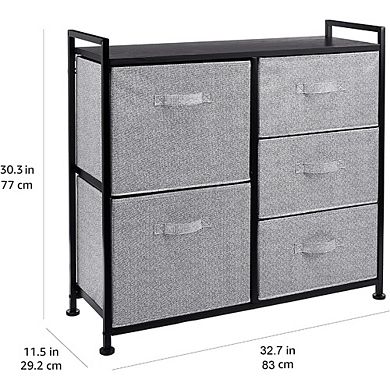 ZUQIETA Modular 5-Drawer Fabric Organizer - Stackable Closet Storage Units, Black