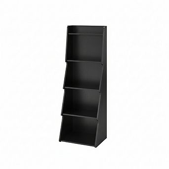 ZUQIETA 5 tier Open Bookcase with LED Light, Floor Standing Display Shelf for Home Office