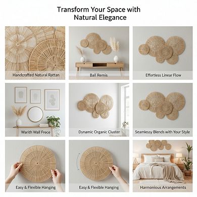 KSIZUIS Handwoven Jute Wall Basket Set - 6 Extra Large Natural Decor Pieces (10" to 23")