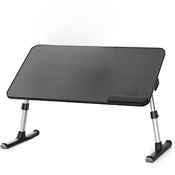 KSIZUIS Adjustable Laptop Desk for Bed & Sofa - Foldable Lap Tray for Eating & Writing, Black