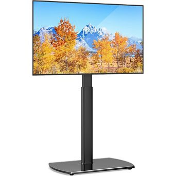 ZUQIETA 360° Swivel TV Floor Stand - Space Saving for Corners, Height Adjustable, Black