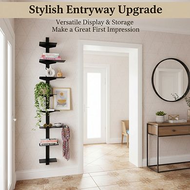 ZUQIETA 4-Pack Invisible Floating Bookshelves, 8-Tier Wall Mounted Spine Tower for Home Office