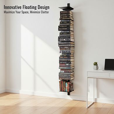 ZUQIETA 4-Pack Invisible Floating Bookshelves, 8-Tier Wall Mounted Spine Tower for Home Office