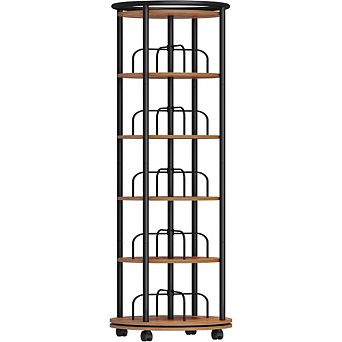 ZUQIETA 6 tier Rotating Bookshelf, 360° Spinning Tower for Small Spaces, Bedroom Living Room