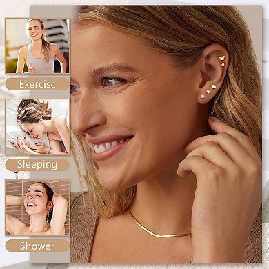 ZUQIETA 21-Pair Surgical Steel Earrings - Hypoallergenic Flat Back Studs for Sensitive Ears