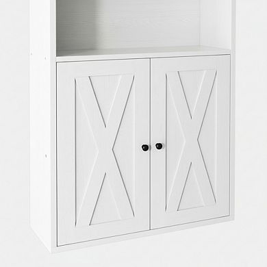 ZUQIETA 6-Shelf Industrial Bookcase with Doors, 70.6" Tall Floor Standing Storage for Home Office &