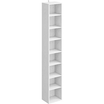 ZUQIETA 8 tier Narrow Corner Bookcase - Tall Space-Saving Shelf for Living Room & Office, White
