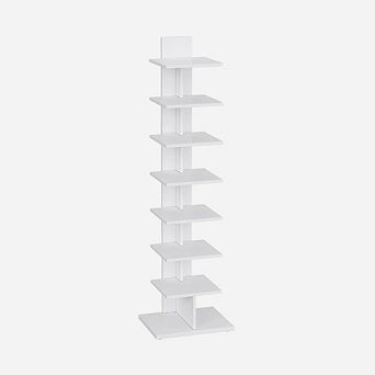 ZUQIETA 8 tier Narrow Spine Bookcase, Corner Shelf for Small Spaces, Living Room, Office Study