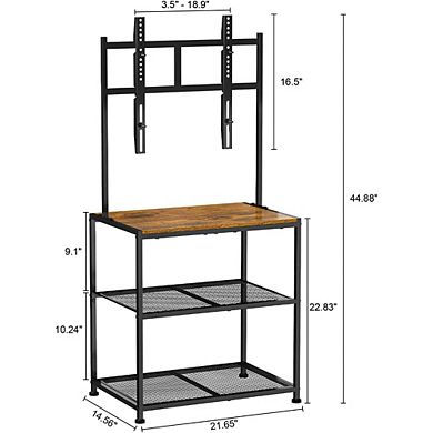ZUQIETA Small Space Corner TV Stand - with Storage Shelves for 23-50” TVs, Rustic Brown