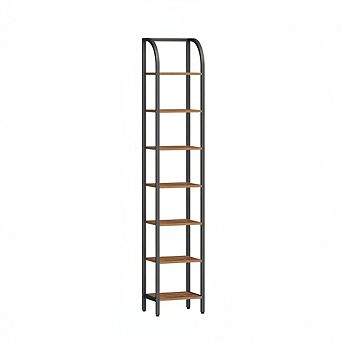 ZUQIETA 7 tier Narrow Bookcase, Industrial Steel Frame Shelf for Study, Living Room & Home Office