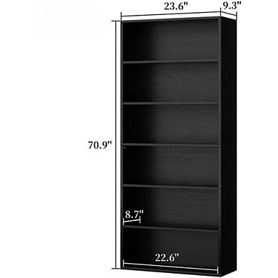 ZUQIETA 6-Tier Open Bookcase, 70.6" Tall Floor Shelves for Home Office & Living Room Display Storage