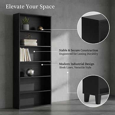 ZUQIETA 6-Tier Open Bookcase, 70.6" Tall Floor Shelves for Home Office & Living Room Display Storage
