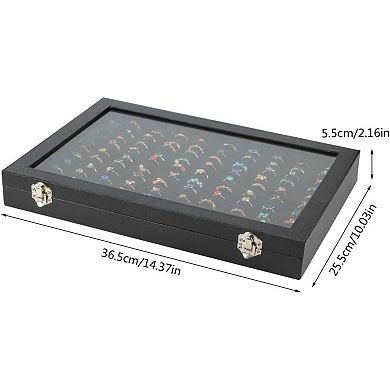 Great Ambitions Ring Display Case Organizer Box with Transparent Lid,Ring Holder Showcase 100 Slot