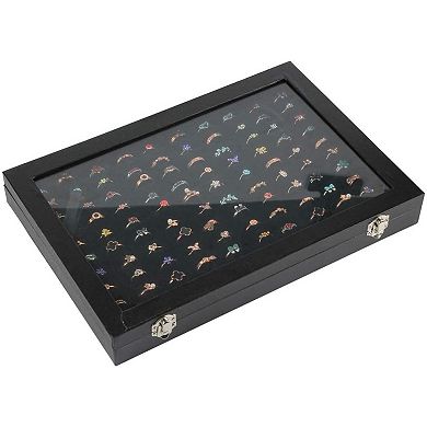Great Ambitions Ring Display Case Organizer Box with Transparent Lid,Ring Holder Showcase 100 Slot