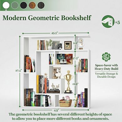 ZUQIETA 6-Tier Wall Mounted Geometric Bookshelf, 47" H Floating Display Shelf for Bedroom Living