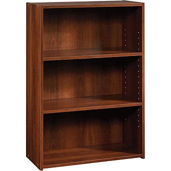 ZUQIETA Modern 3-Shelf Bookcase, Adjustable Storage Shelves in Brook Cherry Finish