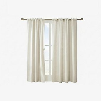 KSIZUIS Farmhouse Linen Curtains - 108” Long 2-Panel Set, Semi-Blackout Ivory Drapes, Rod Pocket