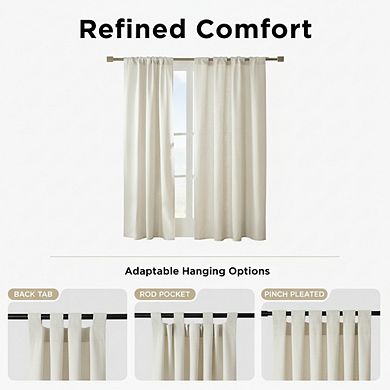 KSIZUIS Farmhouse Linen Curtains - 108” Long 2-Panel Set, Semi-Blackout Ivory Drapes, Rod Pocket
