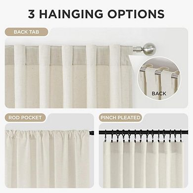 KSIZUIS Farmhouse Linen Curtains - 108” Long 2-Panel Set, Semi-Blackout Ivory Drapes, Rod Pocket