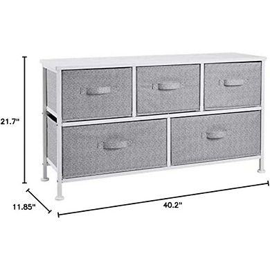 ZUQIETA Extra Wide 5-Drawer Fabric Organizer - White Storage Unit for Closet