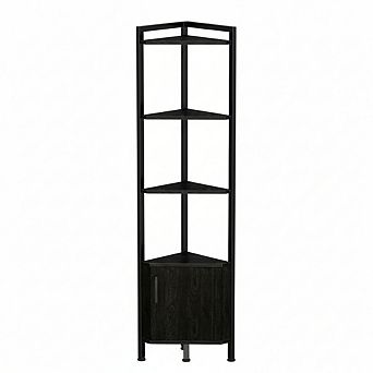 ZUQIETA 5 tier Corner Shelf Cabinet with LED Light, 62.8" Standing Storage Display for Bedroom