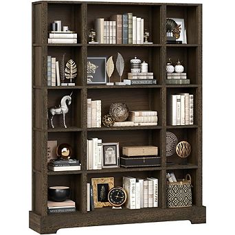 ZUQIETA 5 tier Solid Wood Bookcase, 64" Tall Freestanding Shelf for Living Room & Home Office, Walnu