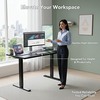 KSIZUIS 4-Memory Electric Standing Desk - 48"x24" Adjustable Height with Cable Manager & Headphone H