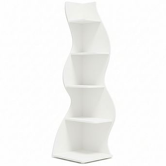 ZUQIETA 5 tier Corner Shelf, Unique Shaped Wall Bookcase & Plant Stand for Living Room Home Office