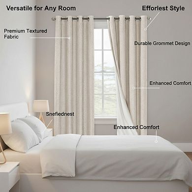 KSIZUIS 100% Blackout Linen Curtains - 108” Long with White Liner, 2 Panels, Grommet Top